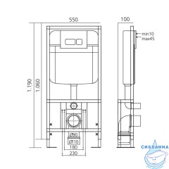 Инсталляция TONI ARTI TA-01 с кнопкой смыва TA-0041 в комплекте с безободковым унитазом Lamoli c сиденьем Soft close (микролифт)