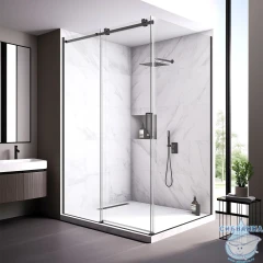 Душевое ограждение Veconi Ровиго 130x80 профиль черный, стекло прозрачное RV075B-13080-01-C4 (без поддона)