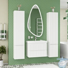 Тумба подвесная Brevita Victory 70 белый матовый с раковиной Dreja Luxury 70