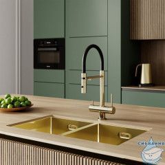 Смеситель для кухни с фильтром и гибким изливом, матовое золото, Ace, IDDIS, ACEMGFFi05