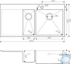Кухонная мойка Omoikiri Akisame 100-2-IN-R 4973547 нержавеющая сталь