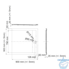 Поддон из литьевого мрамора WasserKRAFT Abens 90x90 20T03 