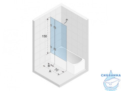 Шторка для ванны Riho VZ Scandic R 90х150 GX00192B2 профиль черный, стекло прозрачное