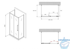 Душевое ограждение ABBER Schwarzer Diamant 130x70 AG30130BMH-S70BM-S70BM профиль черный, стекло матовое (без поддона)
