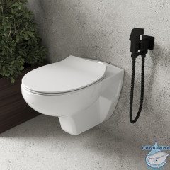 Смеситель Paini Bella BLPZ442 с гигиеническим душем (черный матовый )