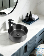 Раковина накладная ABBER Wasser Kreis AF2407GM оружейная сталь