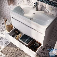 Тумба с умывальником подвесная с ящиками, белая, 80 см, Zodiac, IDDIS, ZOD8CB0i95K  подходит ум. 3508000i28