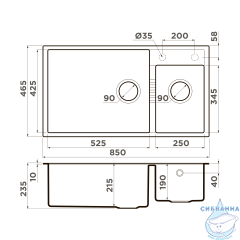 Кухонная мойка Omoikiri Tedori 85-2-U-WH 4993943
