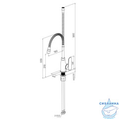 Смеситель для кухни с гибким изливом и душевой насадкой, глянцевый хром, Meal, Milardo, M07SB2FM05