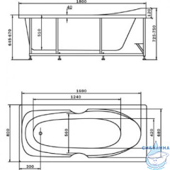 Акриловая ванна Aquatek Европа 180х80 с каркасом
