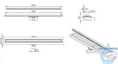 Дренажный трап для душа ALMAes Bajo 50 см с решеткой (черный)
