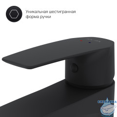 Смеситель для раковины AM.PM Gem F90A02122 (без донного клапана) (черный матовый)