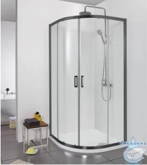 Душевое ограждение Aquatek AQ ARI RO 08020BL 80x80 профиль черный, стекло прозрачное (без поддона)