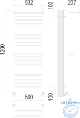Полотенцесушитель водяной Terminus Аврора П22 50х120 с 2-мя полками (нижнее подключение)
