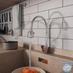 Смеситель для кухни с гибким изливом и душевой насадкой, глянцевый хром, Meal, Milardo, M05SB2FM05