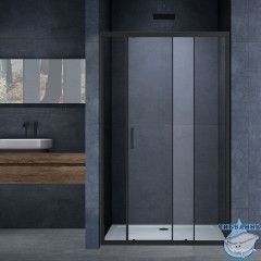 Дверь в нишу Vincea Alpha 110 профиль черный, стекло прозрачное VDS-3AL110CLB