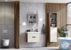 Тумба Акватон Оливия 70 с раковиной Адриана 70 бежевый/дуб велингтон