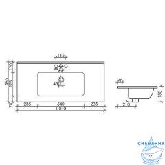 Раковина встраиваемая 101 см Ceramicanova Element CN7003MB