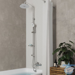 Душевой гарнитур с тропической лейкой, глянцевый хром, Ideal Spa, Milardo, ILSSB3FM76