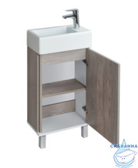 Тумба Акватон Эмма 46 дуб наварра/ белый глянец с раковиной Эрис 46