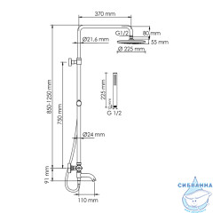 Душевая система Wasserkraft 230 1 режим A288.077.217.BM Thermo (черный матовый)