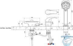 Смеситель для ванны на борт Ravak Rosa RS 025.00, X07P003