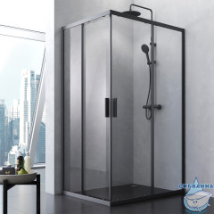 Душевое ограждение AM.PM Gem 120x90 W93G-404-120290-BT профиль черный, стекло прозрачное (без поддона)