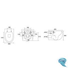 Унитаз-биде подвесной безободковый Abber Bequem AC1104TNS с сиденьем Soft Close (микролифт) (белый)