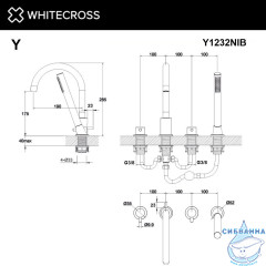 Смеситель для ванны на 4 отверстия WHITECROSS Y Y1232NIB (брашированный никель)