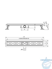 Дренажный трап для душа Raglo R650.60.03 60 см с решеткой (сатин золотой) 