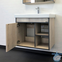 Тумба подвесная Comforty Вена 70 дуб дымчатый с раковиной Comforty Адриана 70 00-00008929