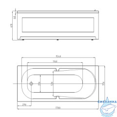 Акриловая ванна Aquatek Лея 170х75 с каркасом