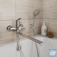 Смеситель для ванны с длинным изливом с керамическим дивертором,  Nelson, Milardo, NELSBLCM10