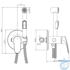 Встраиваемый смеситель с гигиеническим душем Rossinka RS45-51 (хром)