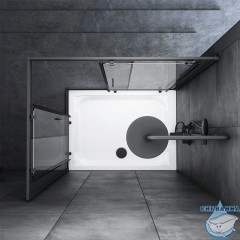 Душевое ограждение Am.Pm Gem W90G-404-120290-BT 120x90 профиль черный, стекло прозрачное (без поддона)