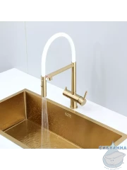 Смеситель кухни Gappo G4397-83 (сатин золотой/белый)