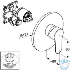 Встраиваемый смеситель для душа Kludi Objekta 326550575 