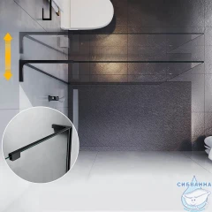 Walk-in Veconi Корато 90 профиль черный, стекло прозрачное KR77B-90-01-C8