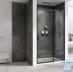 Дверь в нишу ABBER Zart AG08090B 90x195 профиль черный , стекло прозрачное