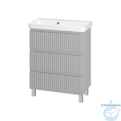 Тумба напольная Brevita Victory 80 серый с раковиной Dreja Luxury 80