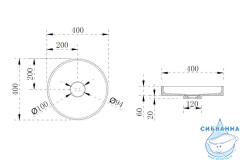Раковина на столешницу 40 см ABBER Stein AS2604Blau