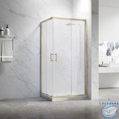 Душевое ограждение Veconi Ровиго 120x80 профиль брашированное золото, стекло прозракчное RV27G-12080-01-C8 (без поддона)