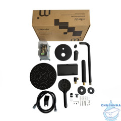 Душевая система скрытого монтажа с тропическим душем, ручным душем и изливом, черный матовый, Rora, Milardo, RORBL03M68