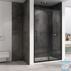 Дверь в нишу ABBER Schwarzer Diamant AG30120BH 120x195 профиль черный, стекло прозрачное