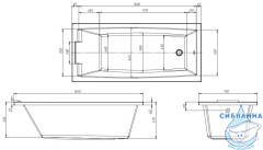 Акриловая ванна 1Marka Aelita MG 165x75 с каркасом