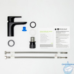Смеситель для раковины Gross Aqua Evo Matt Black 6241297MB с (без донного клапана) (черный матовый)