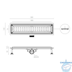Дренажный трап для душа Ctesi Way Square 80 см с решеткой BK4024150