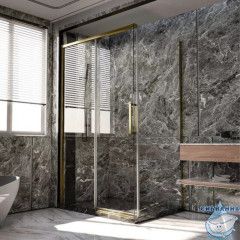 Душевое ограждение Veconi Premium Trento 150x100 профиль золото брашированное, стекло прозрачное PTC40-SP-150100-G-01-C4 (без поддона)