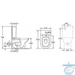 Унитаз напольный безободковый Azario Fretta с бачком и сиденьем Soft Close (микролифт) AZ-1223