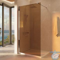 Душевое ограждение Vincea Walk-In 90 см профиль хром, стекло янтарь VSW-1H900GS